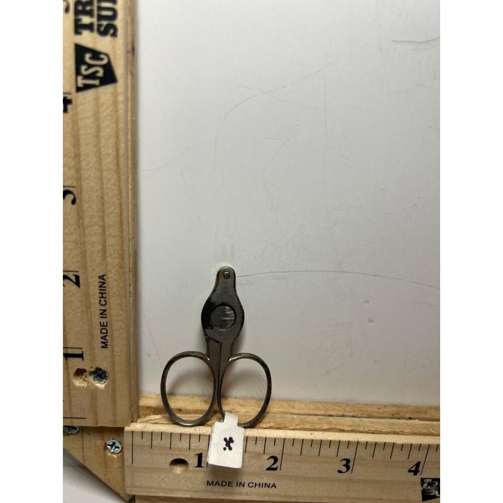 Vintage Folding Travel Scissors Compact Metal Sewing Tool Collectible Gift
